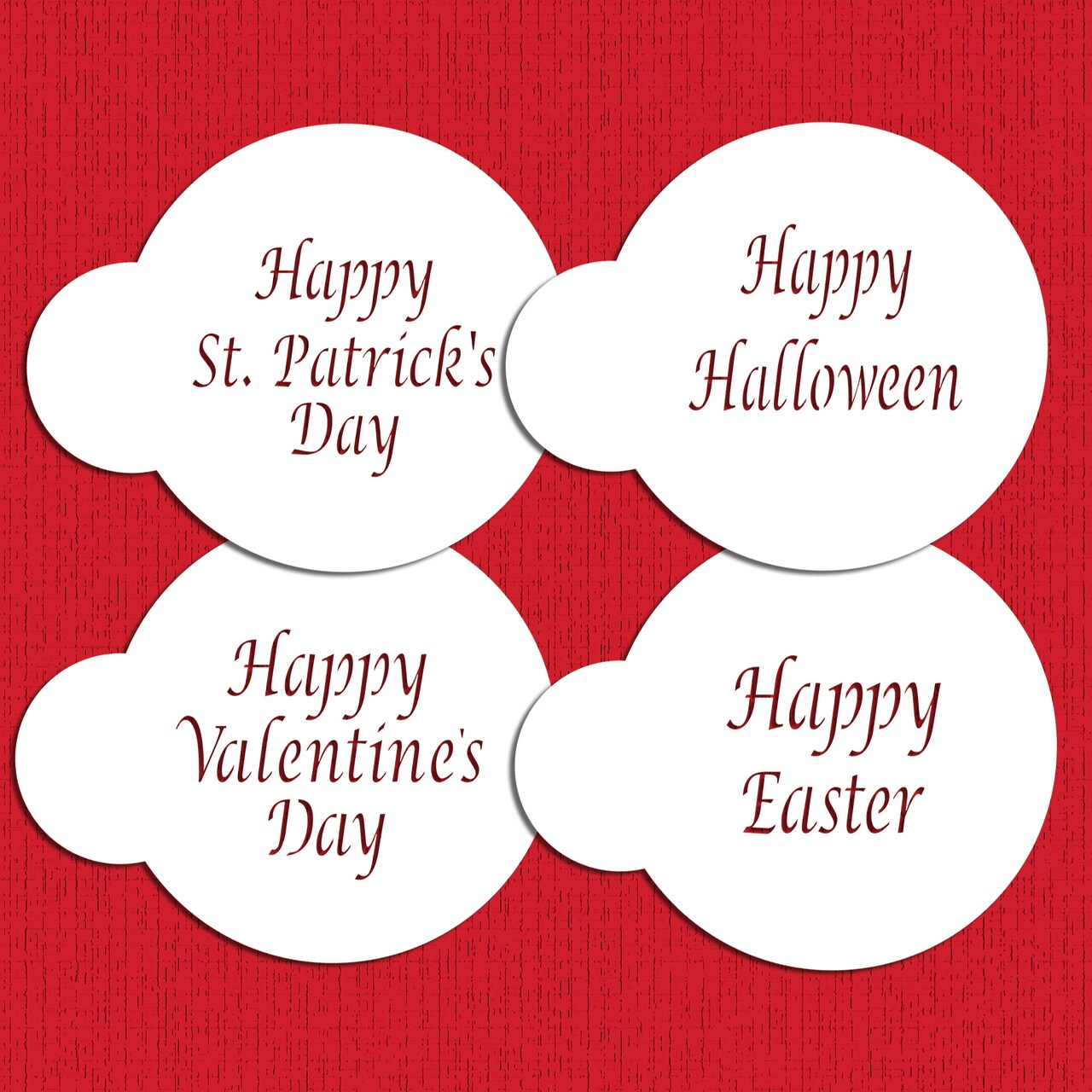 Celebration Cookie & Cupcake Stencils: Happy Halloween, Happy Easter, Happy Valentine's Day, Happy St Patrick's Day | C137 by Designer Stencils |